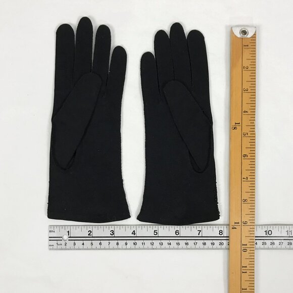 Vintage 60s Beaded Gloves Black Cotton Formal beads - Picture 3 of 3